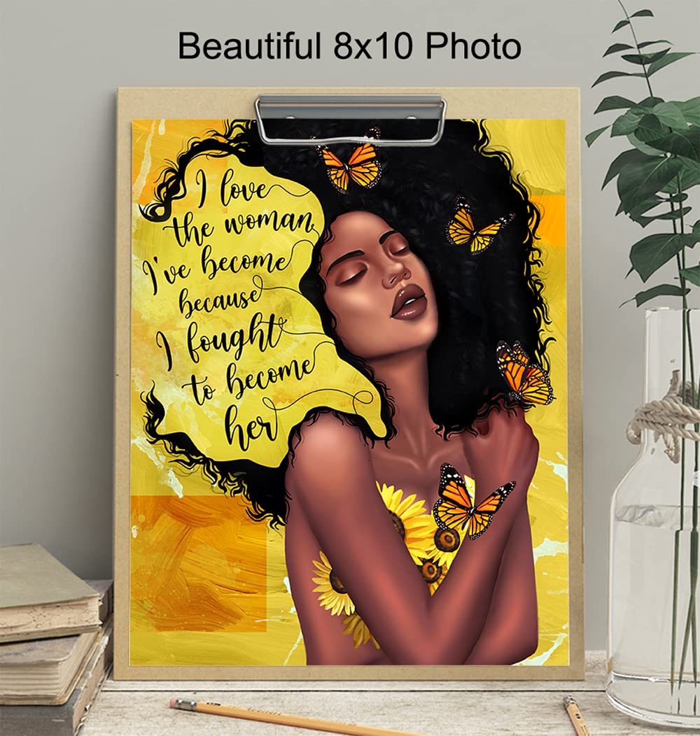 African American Wall Art & Decor - Afrocentric Wall Art - Black Art - Inspirational Wall Art Sayings - Positive Quotes Wall Decor- Encouragement Gifts for Women Girls Teens - Motivational Posters