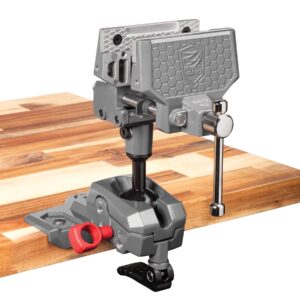real avid vise - 360° swiveling bench vise for optimal positioning, versatile applications, 5" jaw width vise for cleaning, maintenance, woodworking & more high-torque applications up to 100 ft-lb