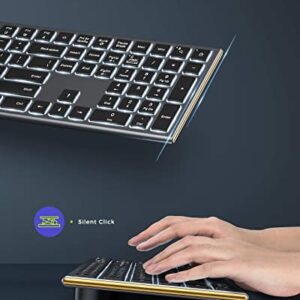seenda Backlit Wireless Keyboard, 2.4GHz Ultra Slim Rechargeable Keyboard, Illuminated Wireless Keyboard for Computer, Laptop, Desktop, PC, Surface, Smart TV, Windows 10/8/7 (Black and Grey)