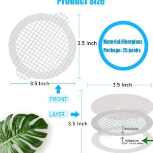 COMMON'H Disposable Hair Catcher for Shower Drain , 25 Pack, 3 1/2 Inch Mesh Shower Drain Covers, Stick on Bathroom Hair Catchers Drain Protector, (DrainSaver007)