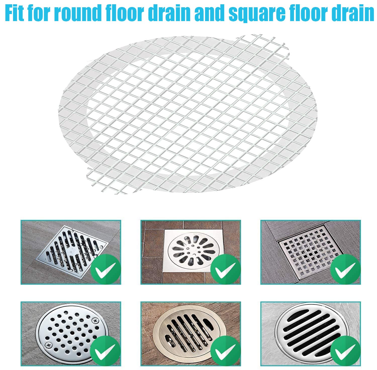 COMMON'H Disposable Hair Catcher for Shower Drain , 25 Pack, 3 1/2 Inch Mesh Shower Drain Covers, Stick on Bathroom Hair Catchers Drain Protector, (DrainSaver007)