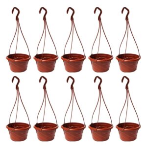 yardwe hanging planter balcony orchid pot: 10pcs indoor flower basket hanger brown succulent pot garden flower bonsai container