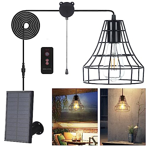 GOSUNWEY Solar Pendant Lights Outdoor Indoor with Remote, Chicken Coop Lights Solar Powered Shed Light with ON Off Switch,Solar Indoor Lights for House Garage Greenhouse Patio Barn Storage