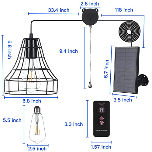 GOSUNWEY Solar Pendant Lights Outdoor Indoor with Remote, Chicken Coop Lights Solar Powered Shed Light with ON Off Switch,Solar Indoor Lights for House Garage Greenhouse Patio Barn Storage