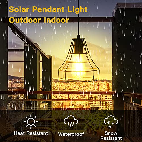 GOSUNWEY Solar Pendant Lights Outdoor Indoor with Remote, Chicken Coop Lights Solar Powered Shed Light with ON Off Switch,Solar Indoor Lights for House Garage Greenhouse Patio Barn Storage