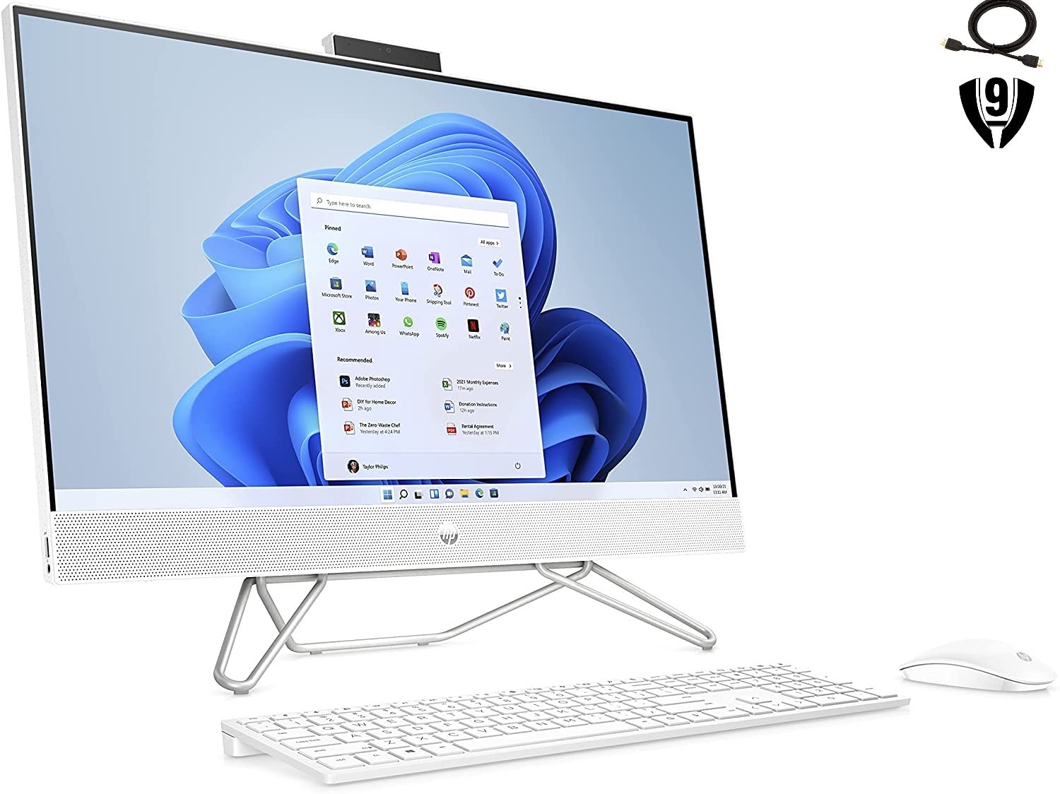 HP 27″ FHD Touchscreen All-in-One Desktop, AMD Ryzen 7 5700U, 32GB RAM, 1TB SDD+1TB HDD, Bluetooth, WiFi, Webcam, Wireless Keyboard and Mouse Combo, Windows 11 Home