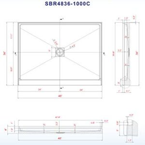 WOODBRIDGE SBR4836-1000C-BN Showerbase, 48"x 36", White with Brushed Nickel Cover