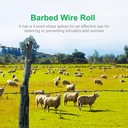 Suvunpo 49FT Barbed Wire,4 Point Barbed Wire Fence Perfect for Crafts, Fences, and Critter Deterrent,16 Gauge Barb Craft Wire Included a Pair of Gloves