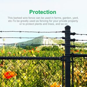 Suvunpo 49FT Barbed Wire,4 Point Barbed Wire Fence Perfect for Crafts, Fences, and Critter Deterrent,16 Gauge Barb Craft Wire Included a Pair of Gloves