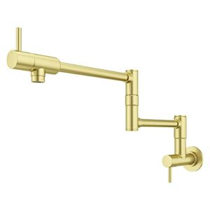 Pfister Lita Pot Filler Kitchen Faucet, 2-Handle, Wall Mounted, Single Hole, Brushed Gold Finish, GT533PFBG