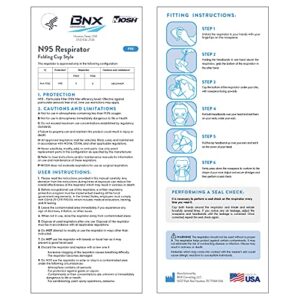 BNX N95 Mask NIOSH Certified MADE IN USA Particulate Respirator Protective Face Mask, Tri-Fold Cup/Fish Style, (20-Pack, Approval Number TC-84A-9362 / Model F95W) White