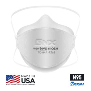 BNX N95 Mask NIOSH Certified MADE IN USA Particulate Respirator Protective Face Mask, Tri-Fold Cup/Fish Style, (20-Pack, Approval Number TC-84A-9362 / Model F95W) White