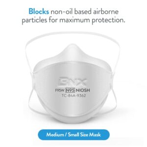 BNX N95 Mask NIOSH Certified MADE IN USA Particulate Respirator Protective Face Mask, Tri-Fold Cup/Fish Style, (20-Pack, Approval Number TC-84A-9362 / Model F95W) White