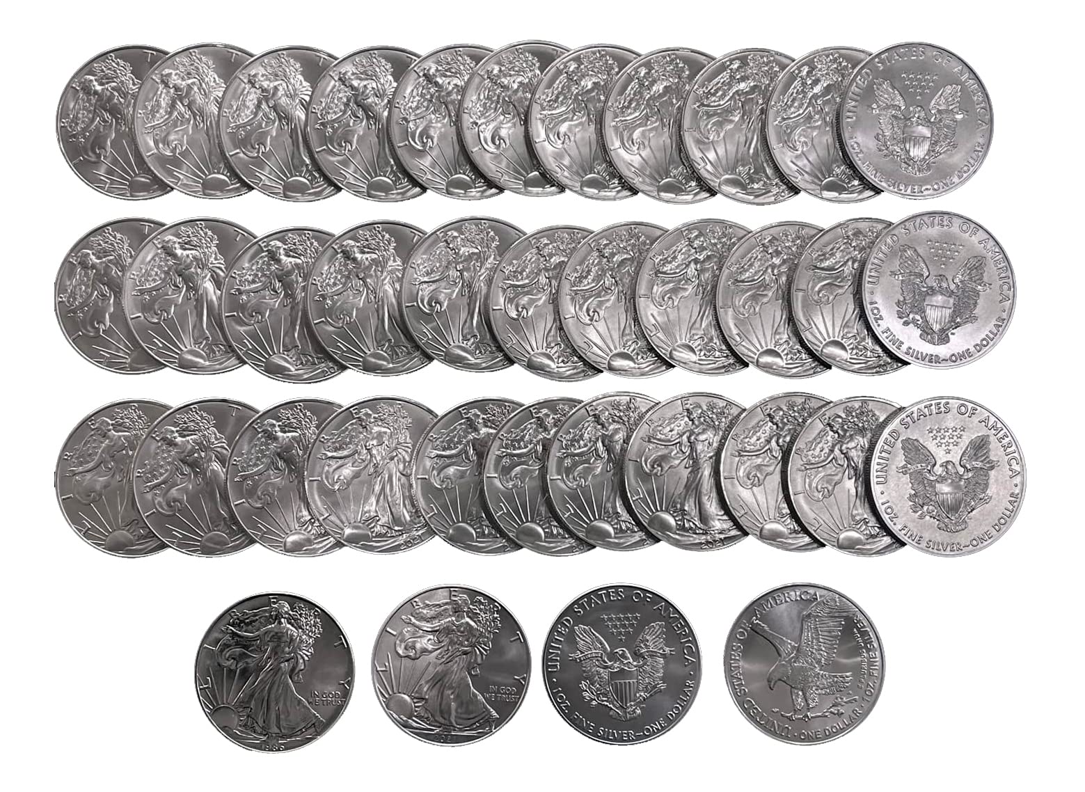 1986 to 2023 BU American Silver Eagle Complete Set $1 39 Coins US Mint Brilliant Uncirculated