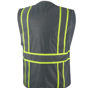 CAL PACIFIC Grey Two Tones Safety Vest,With Multi-Pocket Tool (Medium)