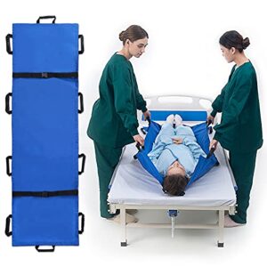 yearstar folding 71”x30” portable transport stretcher with 10 rubber handles, carrying bag patient animal mover travel size emergency rescue casualty evacuation-capacity 625 lbs blue