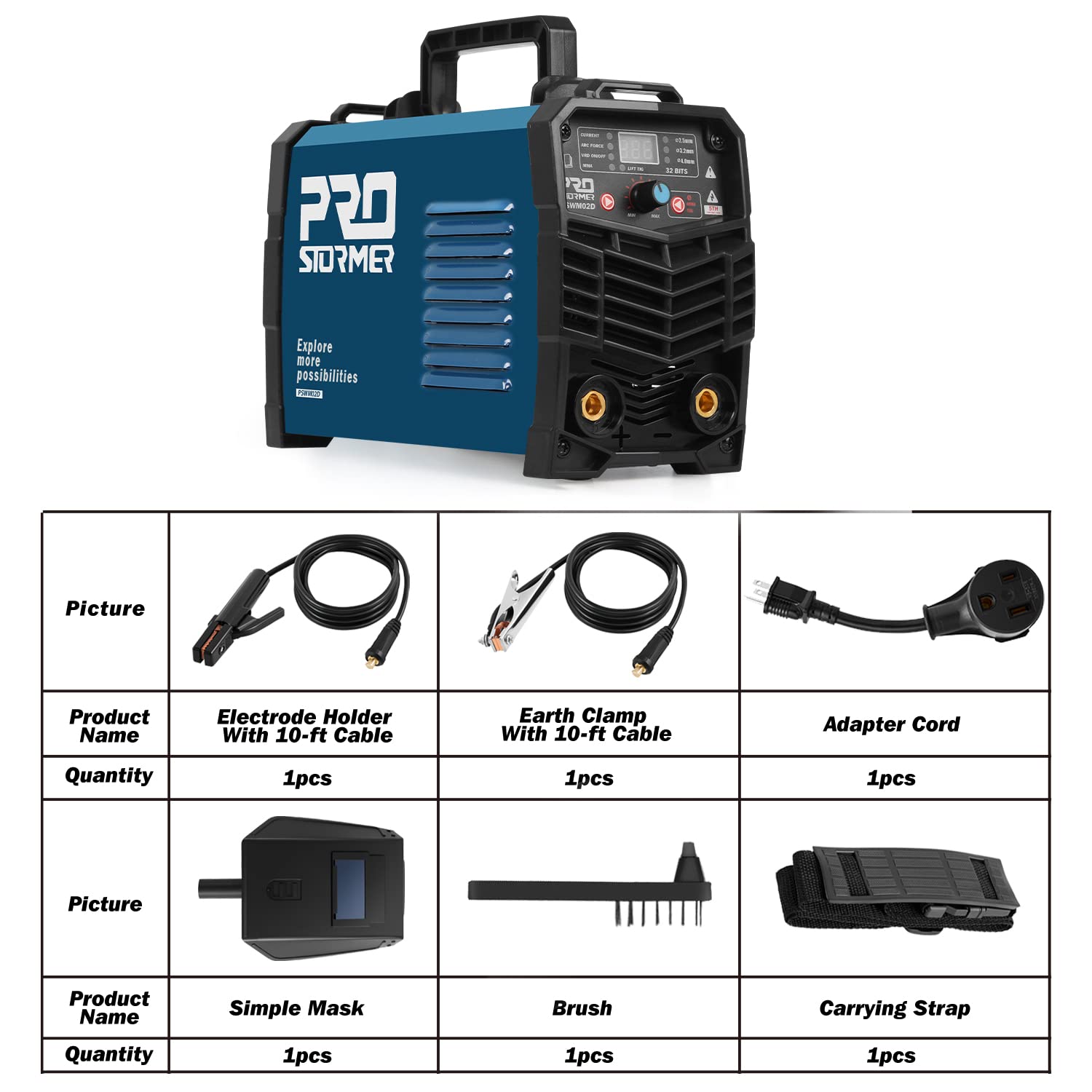 160Amp ARC Stick Welder, Prostormer 110V/220V Dual Voltage MMA/Lift TIG 2 in 1 Welder with IGBT Inverter Digital Display LCD Hot Start, Portable Welding Machine for Beginners and Professionals