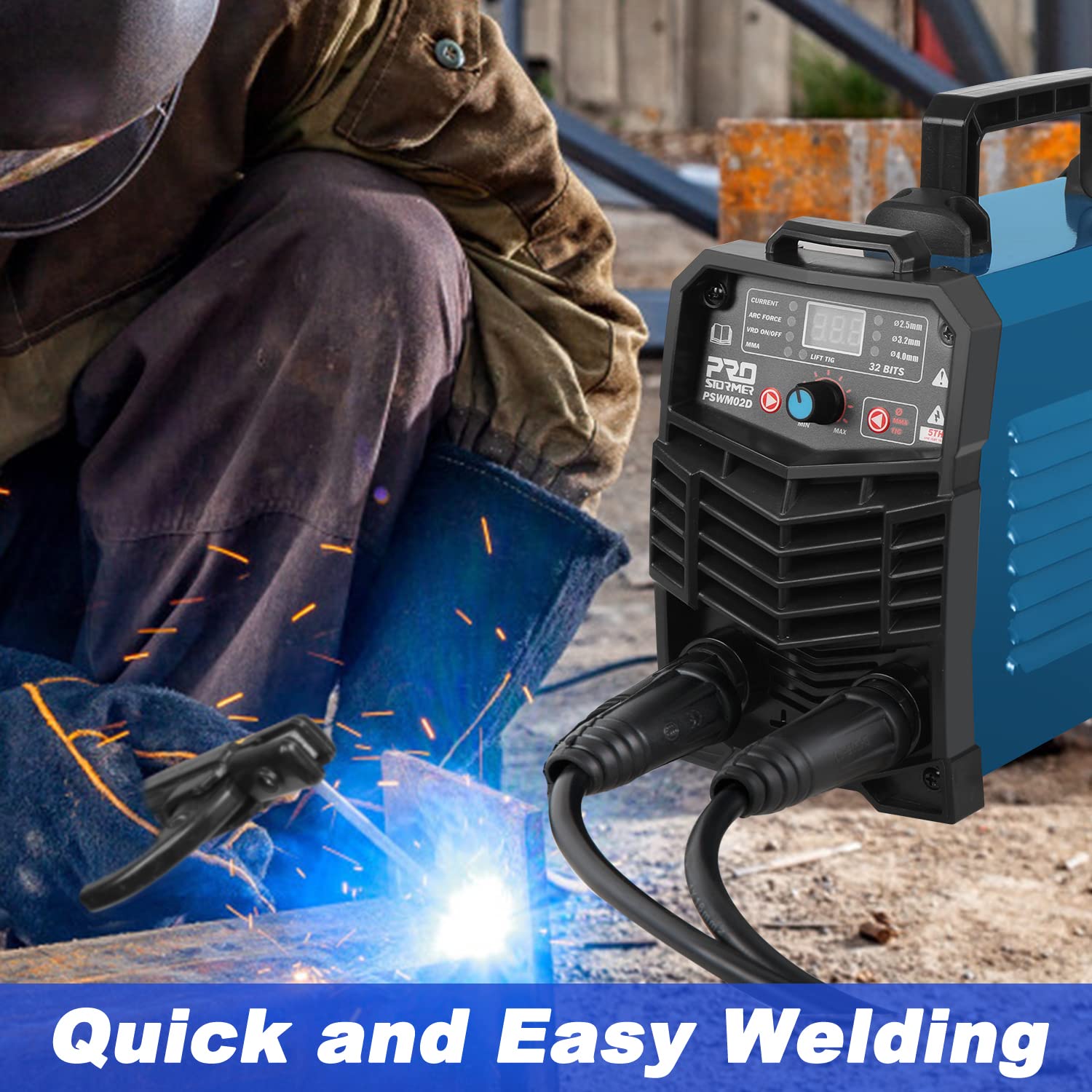 160Amp ARC Stick Welder, Prostormer 110V/220V Dual Voltage MMA/Lift TIG 2 in 1 Welder with IGBT Inverter Digital Display LCD Hot Start, Portable Welding Machine for Beginners and Professionals