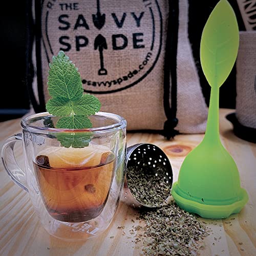 Tea Seeds Herb Garden Kit Indoor – Non-GMO Heirloom Chamomile, Lavender, Mint, Lemon Balm Herbal Tea Seeds for Planting – Tea Making Kit w/Soil Amendments, Markers, Infuser – Gardening Gifts