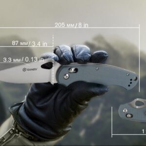 Ganzo G729-GY Folding Pocket Knife 440C Stainless Steel Blade G10 Anti-Slip Handle with Clip Hunting Fishing Camping Folder Outdoor Utility Folding Knife EDC Knife (Grey)