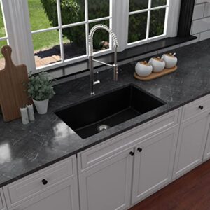 karran qu-812 undermount 32.5 in. large single bowl quartz kitchen sink in black