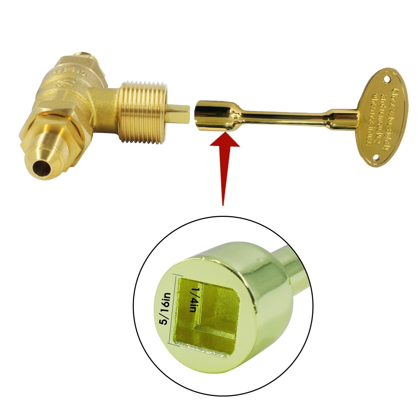 MCAMPAS Replacement Parts Gas Valve Key for Gas Fire Pits and Fireplaces, Polished Brass Replacement Gas Key Fits 1/4" Turn Ball Valve 3” Long of 2 Pack