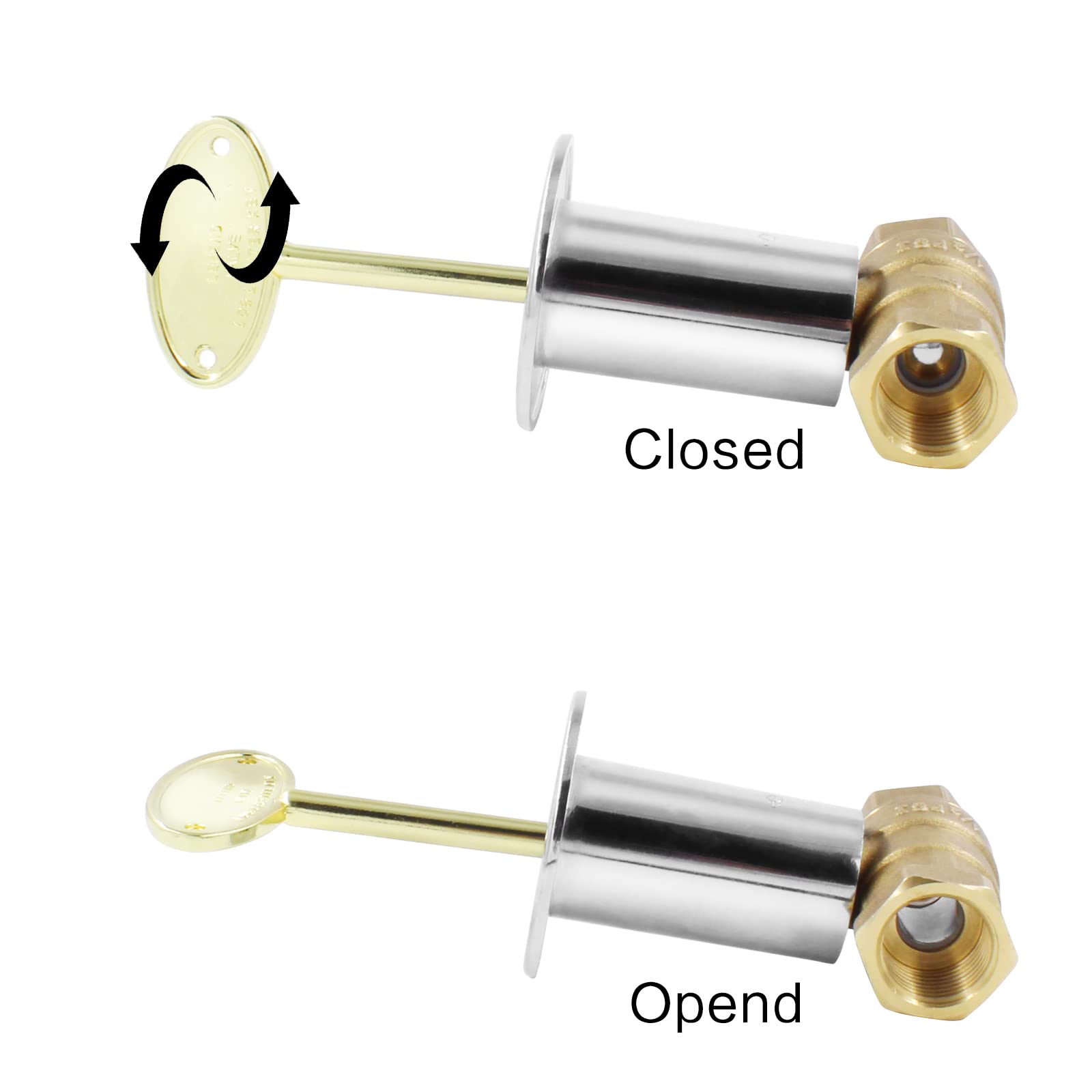 MCAMPAS Replacement Parts Gas Valve Key for Gas Fire Pits and Fireplaces, Polished Brass Replacement Gas Key Fits 1/4" Turn Ball Valve 3” Long of 2 Pack