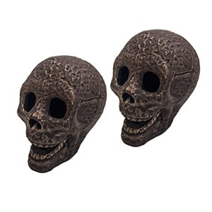 2pc fire pit skull ceramic fireproof rock decor. for campfire, bonfire, fireplace, fire pit, halloween decorations for gas, propane or wood fires . fireplace ghost decoration