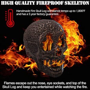 2pc Fire Pit Skull Ceramic Fireproof Rock Decor. for Campfire, Bonfire, Fireplace, Fire Pit, Halloween Decorations for Gas, Propane Or Wood Fires . Fireplace Ghost Decoration