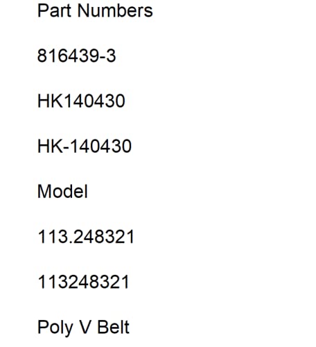 816439-3 HK140430 HK-140430 Drive Belt Compatible with Ridgid 113.248321 113248321 Table Saws