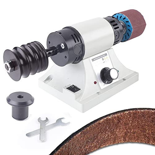 Futchoy 110V Electric Leather Edge Burnishing Machine, Leather Polishing Grinder Kit Sanding Tool with Adjustable Rosewood Grinding Head Speed 0-8000RPM