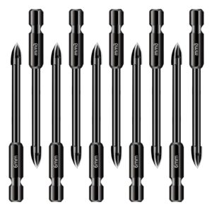 10pcs masonry drill bits set, 6mm glass and tile drill bit, 1/4 hex shank tungsten carbide tip drilling tools for mirror ceramic tile on concrete and brick wall