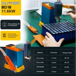 GLITTER 801B Battery Spot Welder 11.6 KW Capacitor Energy Storage Pulse Welding Machine, Mini Portable Spot Welding Equipment for 18650, 14500 Lithium Battery Pack Building