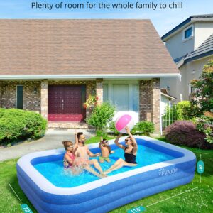 Inflatable Pool, EVAJOY 118'' x 72'' x 20'' Above Ground Pool, Kiddie Pool Large Size Thickened Blow Up Swimming Pools Play Center for Kids Children Family Outdoor Garden Backyard