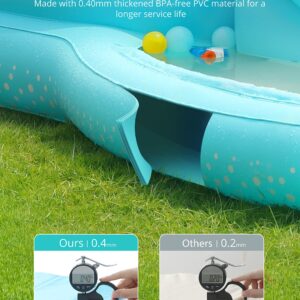 Kiddie Pool, Evajoy Inflatable Play Center Kids Pool with Slide, Water Sprayers Thickened Wear-Resistant Full-Sized Swimming Pool for Kids Toddler Children, Garden Backyard & Indoor Use 110”x71”x53”