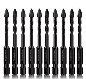 mgtgbao 10pc 6mm masonry drill bits, 1/4” concrete drill bit set for tile,brick, plastic and wood,tungsten carbide tip best for wall mirror and ceramic tile.