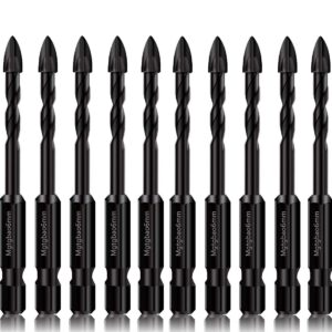 Mgtgbao 10PC 6mm Masonry Drill Bits, 1/4” Concrete Drill Bit Set for Tile,Brick, Plastic and Wood,Tungsten Carbide Tip Best for Wall Mirror and Ceramic Tile.