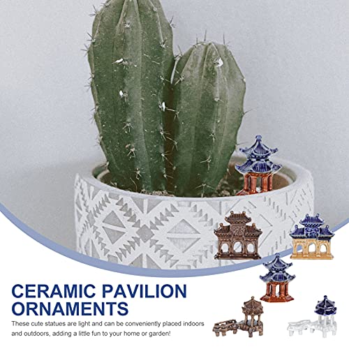 Angoily 5 Pcs Ceramic Pavilion Ornaments Stupa Statue Good Luck Statue Pagoda Garden Statue Aquarium Artificial Mini Fairy Household Decor Pavilion Model Bonsai Ceramic Pagoda Ceramics