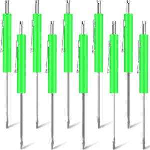 zhehao 10 pcs pocket screwdriver with valve core removal tools, mini screwdriver set small dual use screwdriver kit with clip for mechanics electricians electronic technician assembler（green）