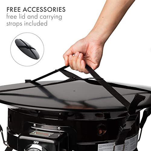 20" Portable Propane Fire Pit 58,000 BTU Outdoor Smokeless Camping Deluxe Propane Gas Fire Pit with Cover&Carry Kit,for Outside Fire Bowl Auto-Ignition for RV Backyard Deck Patio, Black