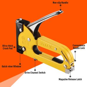 Upholstery Staple Gun Heavy Duty, WELLY Pro 3-in-1 Stapler Gun with 600 Staples, Manual Brad Nailer Power Adjustment Stapler Gun for Wood, Crafts, Carpentry, Decoration DIY (3 in1 Staple Gun)