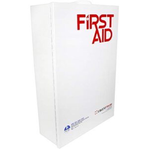 OSHA & ANSI 4 Shelf Industrial First Aid Cabinet with Pocket Liner, 150 Person, 1125 Pieces, 2015 Class B+, Types I & II, Made in USA by Urgent First Aid™ with extra content & NEW ANSI First Aid Guide