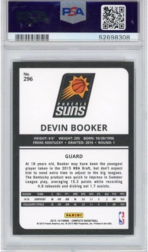 Graded 2015-16 Panini Complete Devin Booker #296 Rookie RC Basketball Card PSA 10 Gem Mint