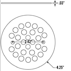 4-1/4" Round Shower Grate Drain Strainer Replacement Cover Matte Black + Machine and Tapping Screws