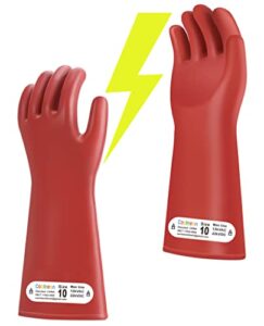 coolneon high voltage gloves, 12kvac/22kvdc, 1 pair, red, size 10, rubber, not for dexterous work, bulky
