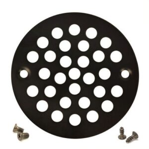 4'' round shower strainer grate drain replacement cover matte black + tapping & machine screws…