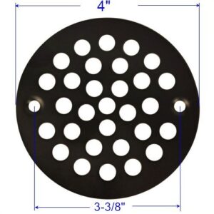 4'' Round Shower Strainer Grate Drain Replacement Cover Matte Black + Tapping & Machine Screws…