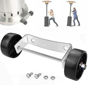 universal patio heater wheel kit-stainless steel silver bracket + black wheels,patio tall propane gas patio heater wheels replacement movable wheell-easy to move,gas liquefied gas patio heater pulley