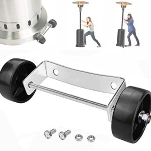 Universal Patio Heater Wheel Kit-Stainless Steel Silver Bracket + Black Wheels,Patio Tall Propane Gas Patio Heater Wheels Replacement Movable Wheell-Easy to Move,Gas Liquefied Gas Patio Heater Pulley