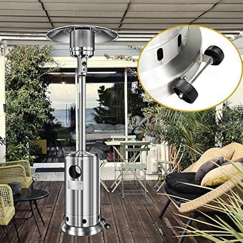 Universal Patio Heater Wheel Kit-Stainless Steel Silver Bracket + Black Wheels,Patio Tall Propane Gas Patio Heater Wheels Replacement Movable Wheell-Easy to Move,Gas Liquefied Gas Patio Heater Pulley